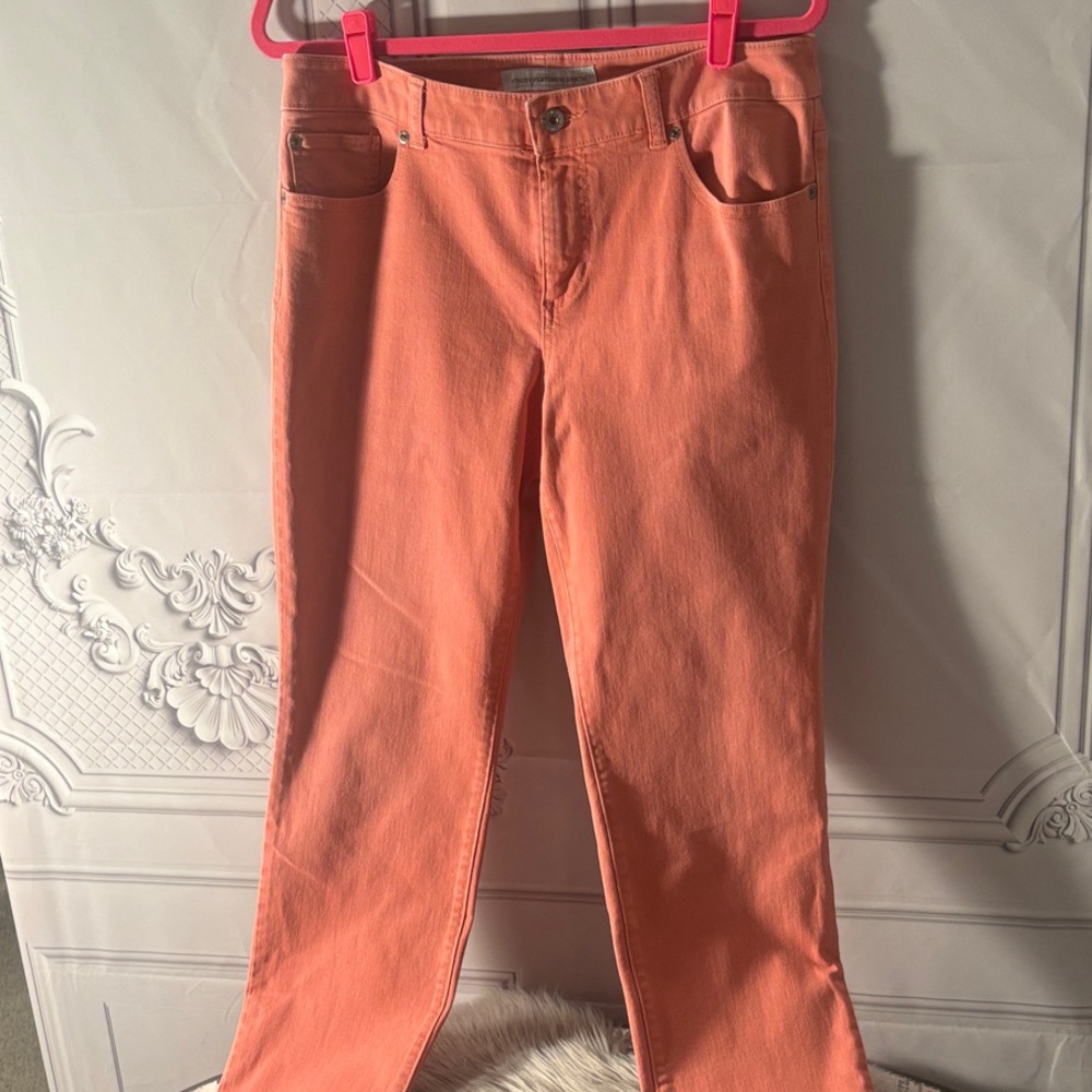 Chico's Platinum Pink Straight Leg Jeans Size 15
